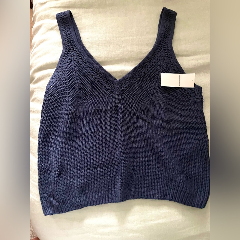 Abercrombie Crocheted Navy Tank